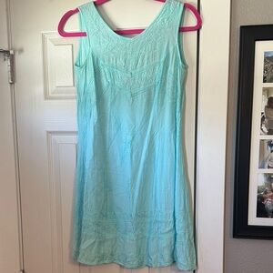 Elegant Aqua Sleeveless 100% Rayon Dress